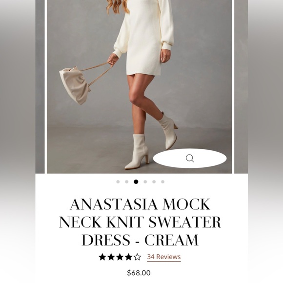 VICI Dolls Anastasia Mock Neck Knit Cream Sweater Dress Medium Last one!! - Picture 5 of 5